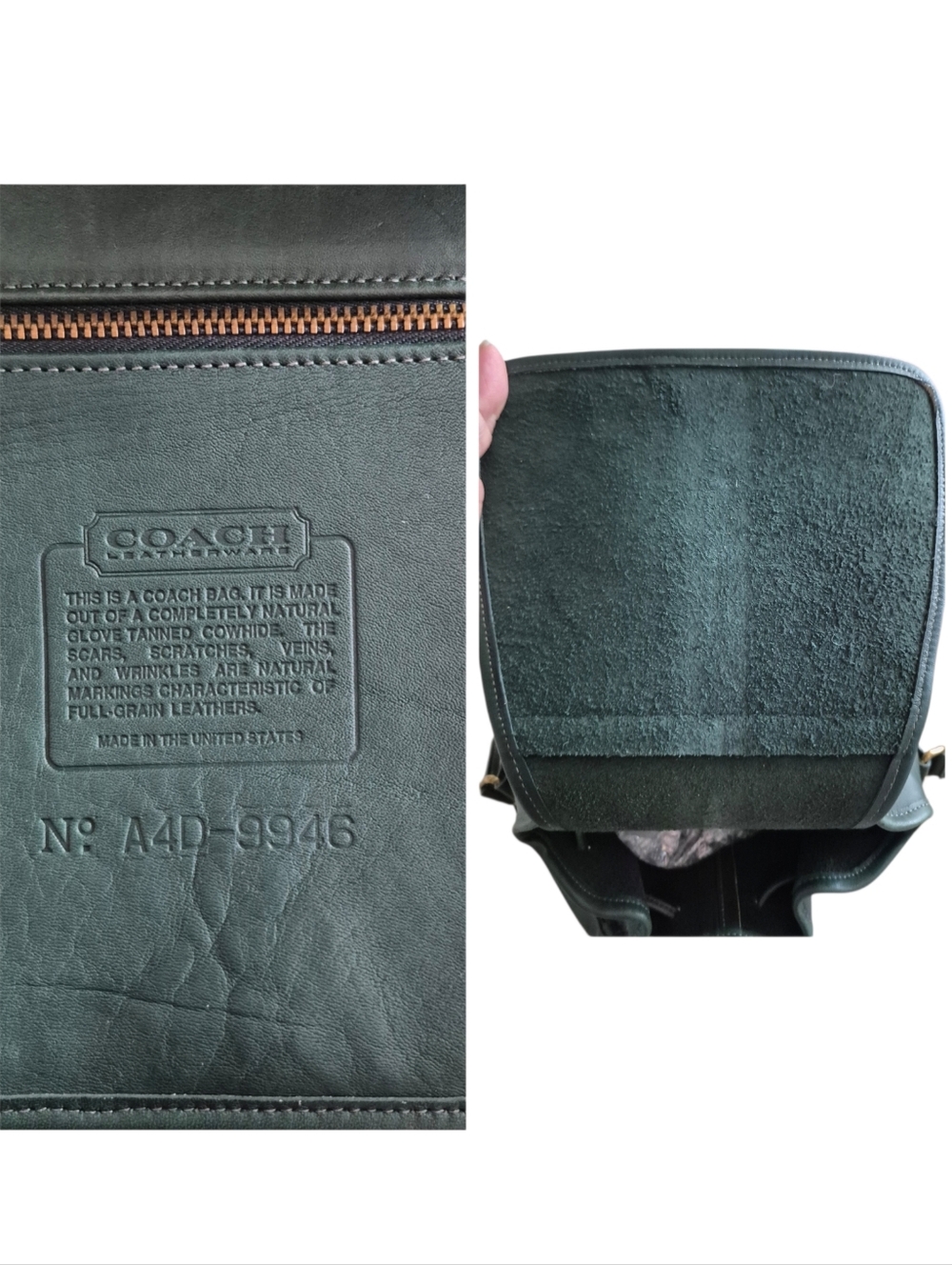 Vintage Coach Dark Green Leather USA Bucket Bag - Picture 8 of 15